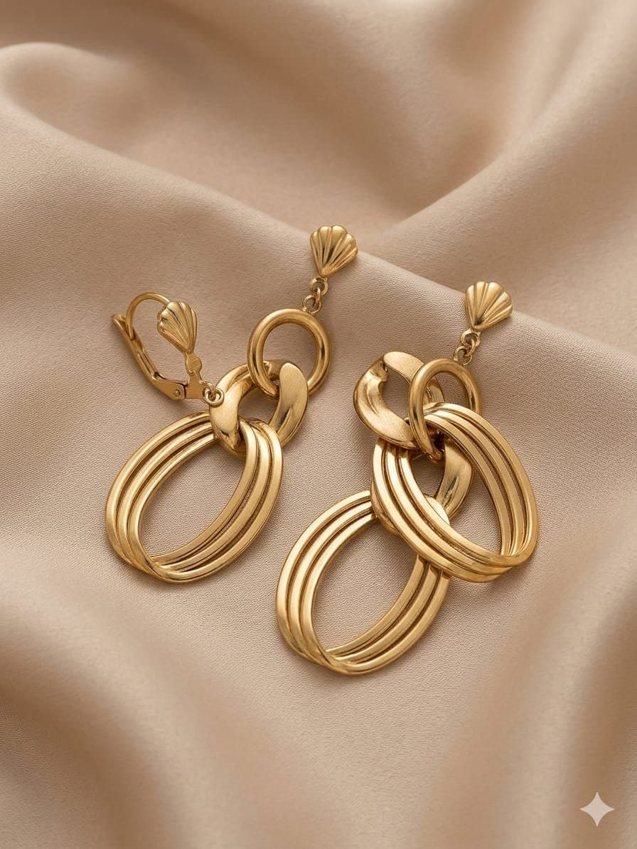 حلق حلقات بيضاوية متداخلة فخم - Layered Oval Statement Earrings