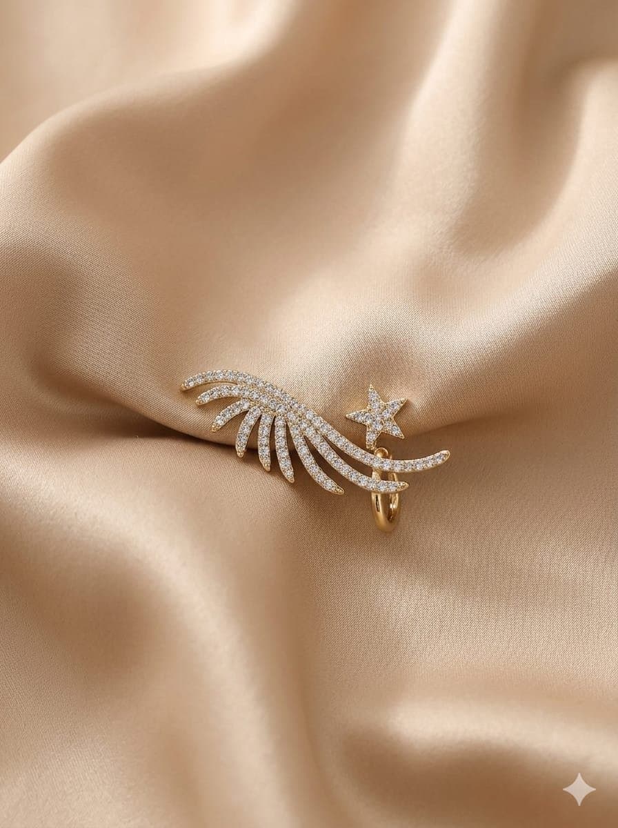 Golden Feather Earring Set