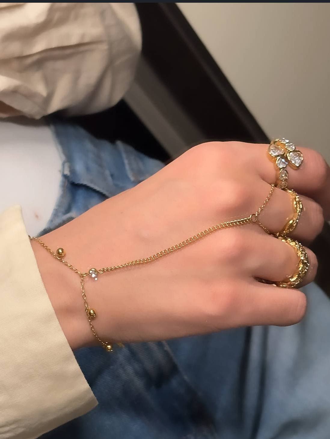 هاند تشين ستانلس ستيل طلاء 18k ختم AS
