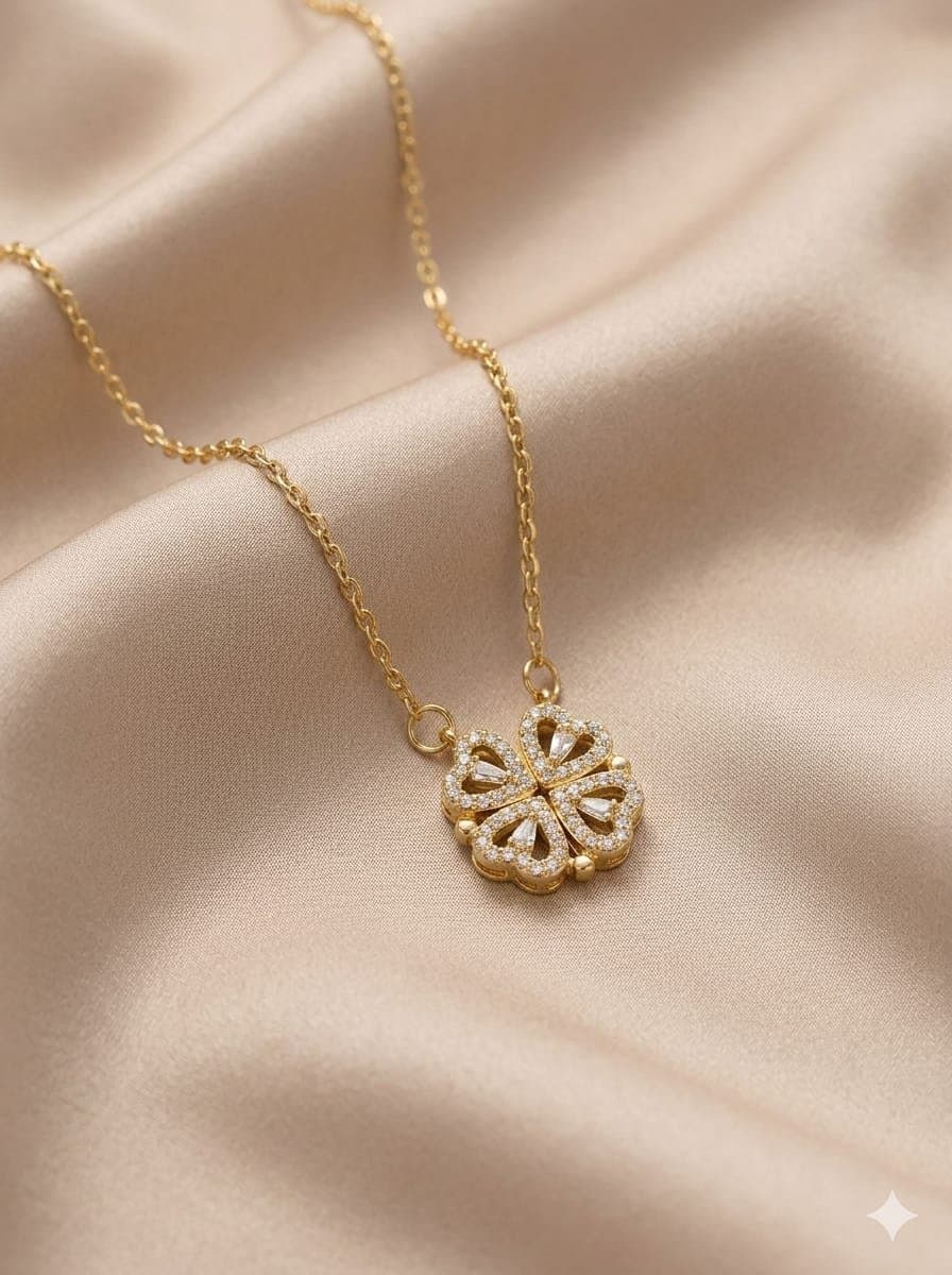 سلسلة ذهبية بتعليقة وردة مرصعة