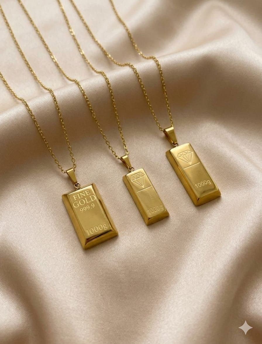 سلسلة سبيكة ذهب - Gold Bar Ingot Necklace