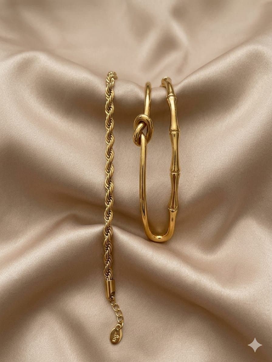 طقم 3 أساور مجدول وعقدة وبامبو - Rope Knot Bamboo Set
